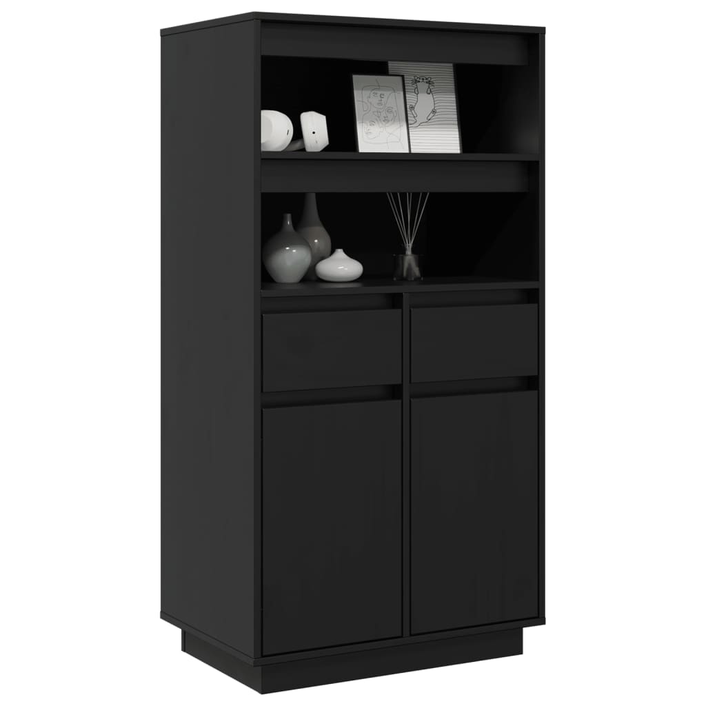 vidaXL Vaisselier haut noir 60x40x116,5 cm Bois de pin massif
