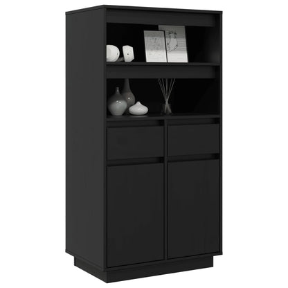 vidaXL Vaisselier haut noir 60x40x116,5 cm Bois de pin massif