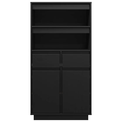 vidaXL Vaisselier haut noir 60x40x116,5 cm Bois de pin massif