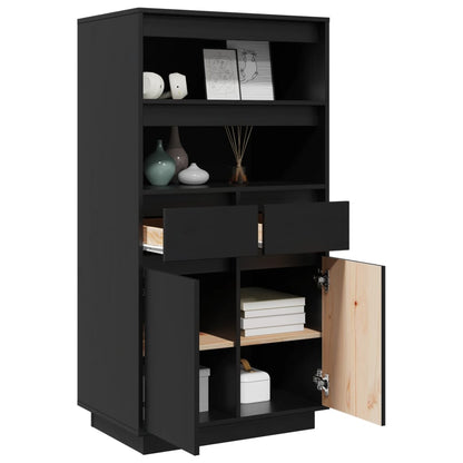 vidaXL Vaisselier haut noir 60x40x116,5 cm Bois de pin massif