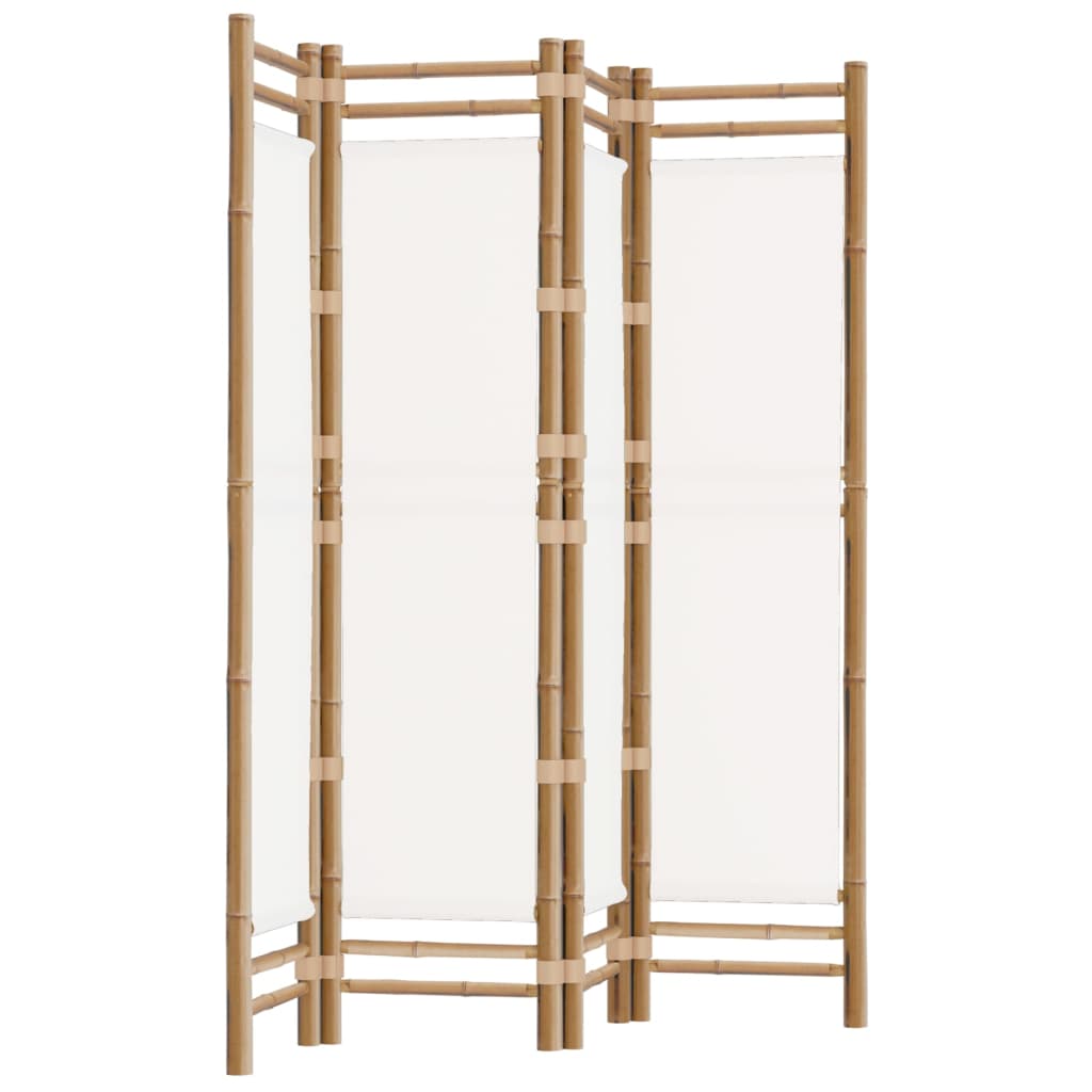 vidaXL 4-tlg. Paravent Faltbar 160 cm Bambus und Canvas