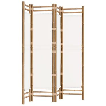 vidaXL 4-tlg. Paravent Faltbar 160 cm Bambus und Canvas