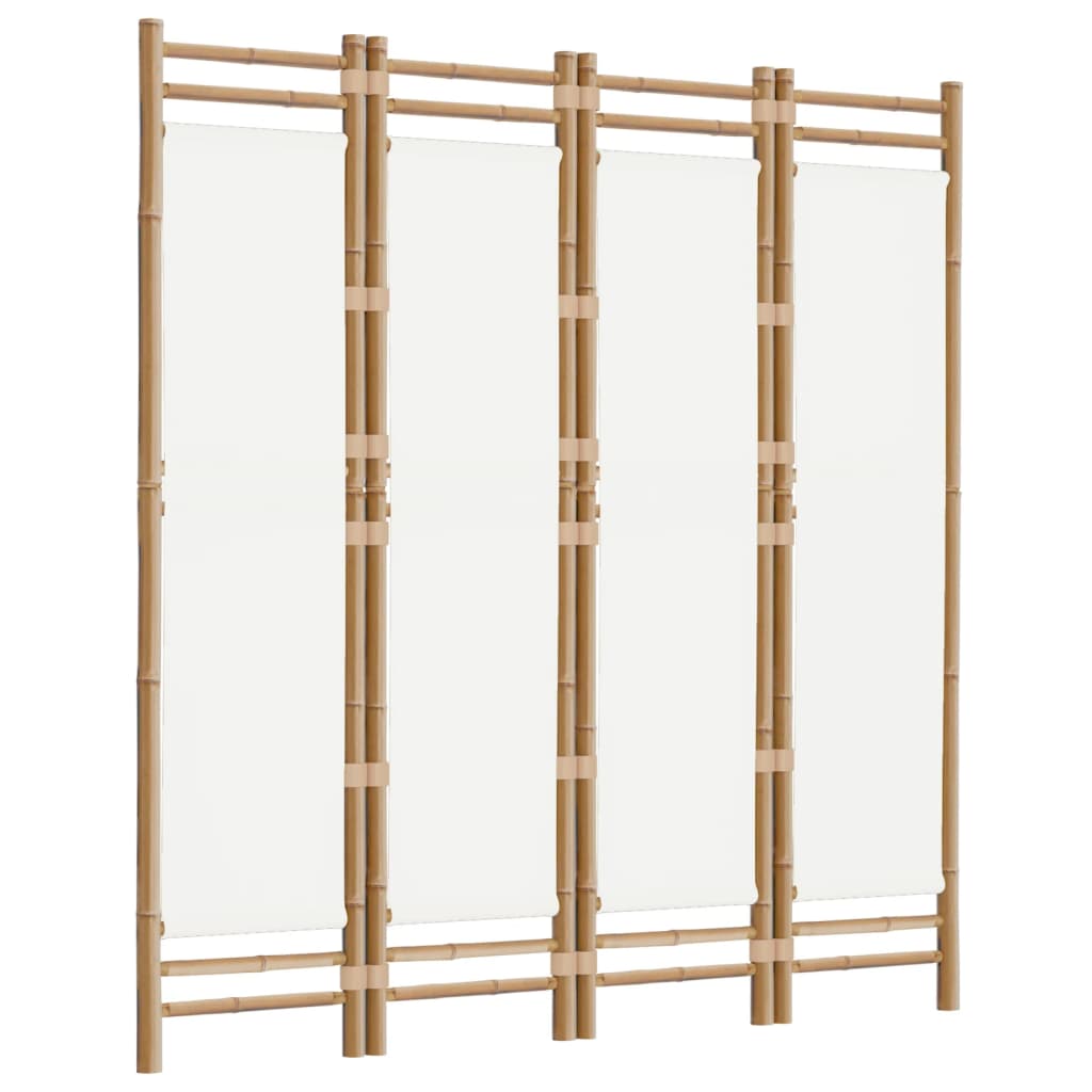 vidaXL 4-tlg. Paravent Faltbar 160 cm Bambus und Canvas
