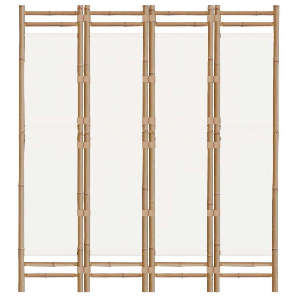 vidaXL 4-tlg. Paravent Faltbar 160 cm Bambus und Canvas