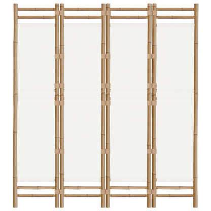 vidaXL 4-tlg. Paravent Faltbar 160 cm Bambus und Canvas