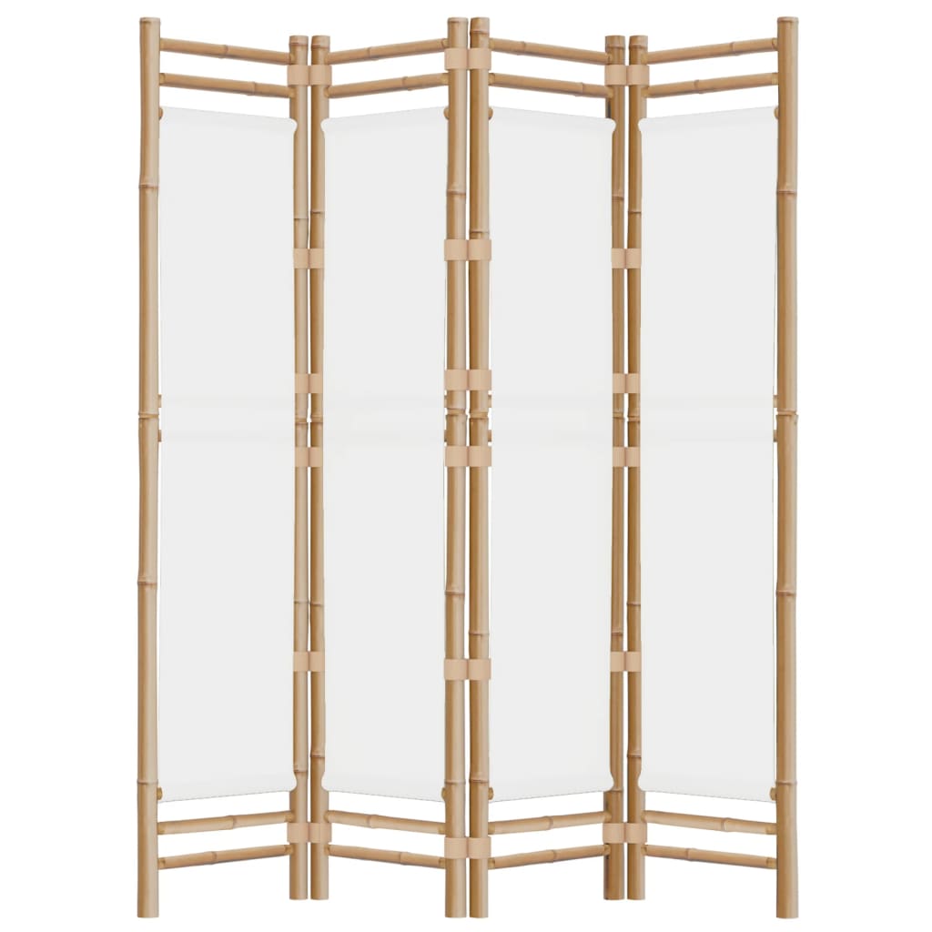 vidaXL 4-tlg. Paravent Faltbar 160 cm Bambus und Canvas