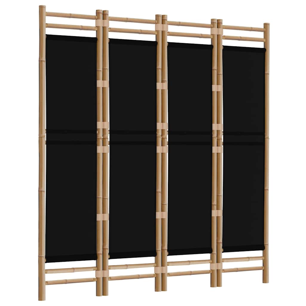 vidaXL 4-tlg. Paravent Faltbar 160 cm Bambus und Canvas