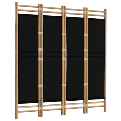 vidaXL 4-tlg. Paravent Faltbar 160 cm Bambus und Canvas