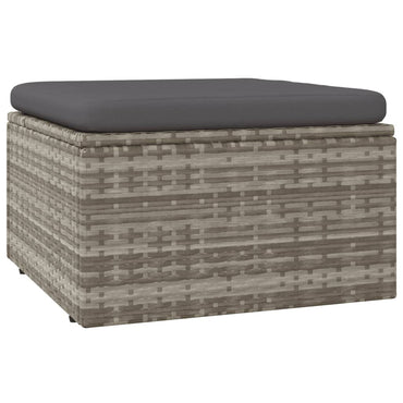 vidaXL Tabouret de jardin avec coussin gris 55x55x30 cm en résine tressée