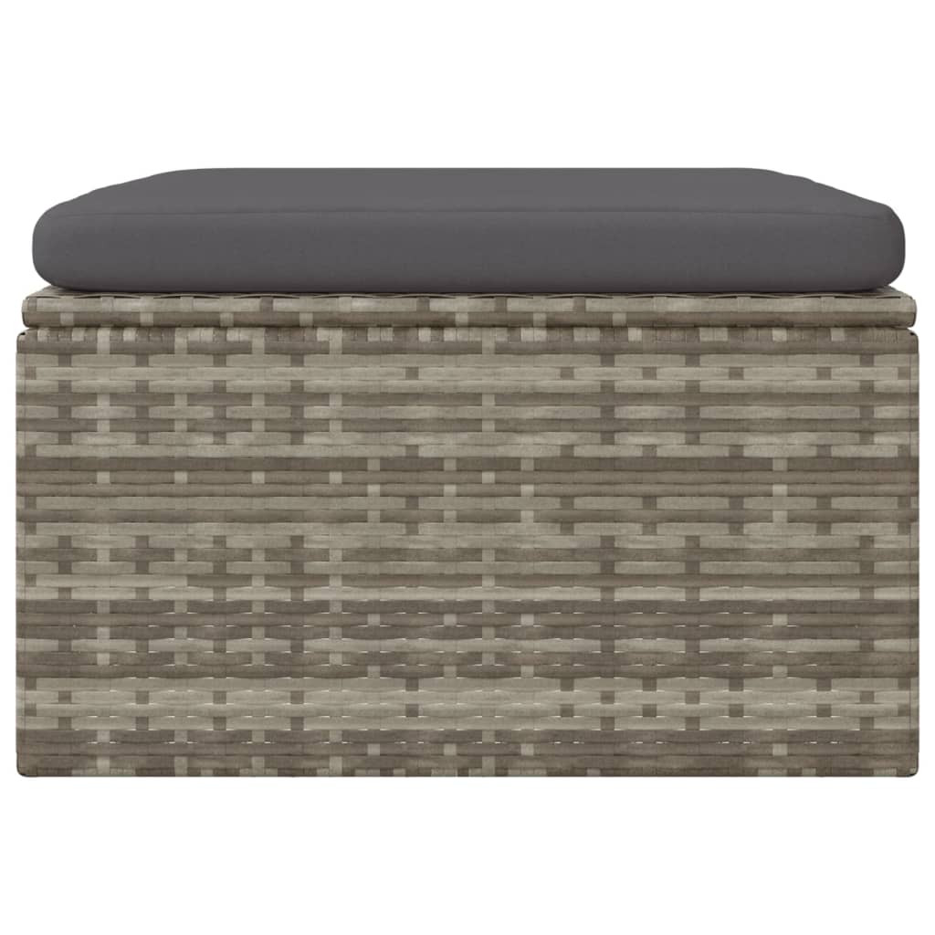 vidaXL Tabouret de jardin avec coussin gris 55x55x30 cm en résine tressée