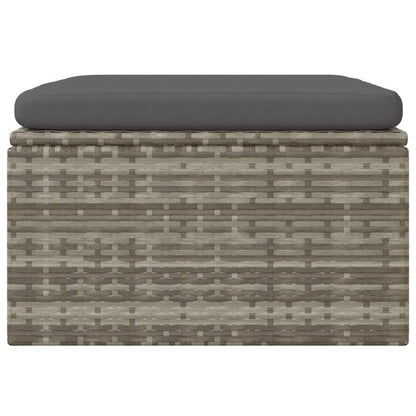 vidaXL Tabouret de jardin avec coussin gris 55x55x30 cm en résine tressée