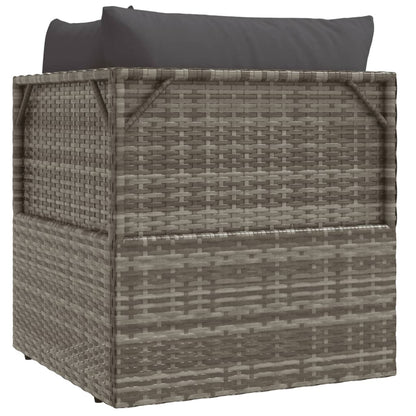 vidaXL Garten-Ecksofa mit Kissen Grau 57x57x56 cm Poly Rattan