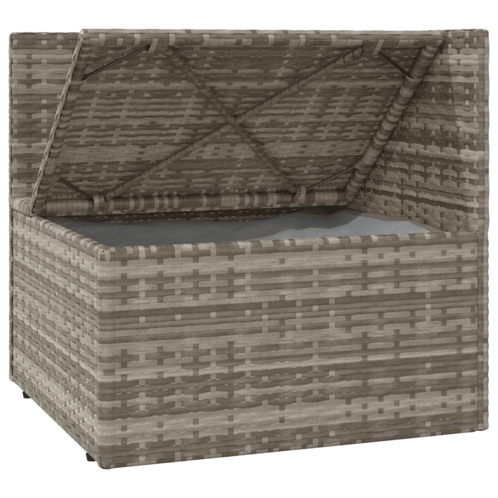 vidaXL Garten-Ecksofa mit Kissen Grau 57x57x56 cm Poly Rattan