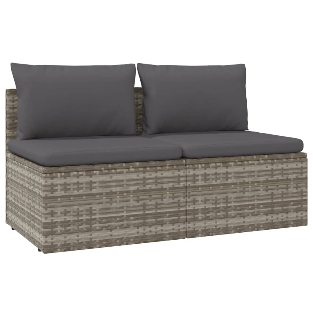 vidaXL Canapé de jardin 2 places avec coussins en résine tressée gris