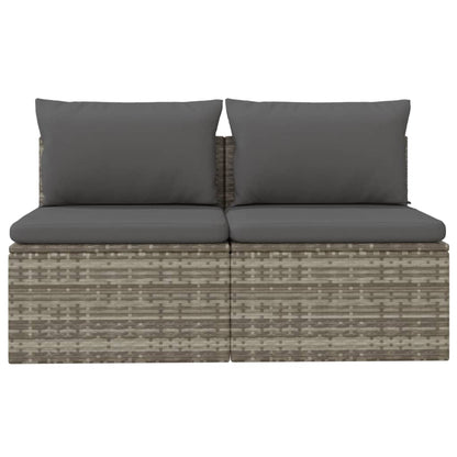 vidaXL Canapé de jardin 2 places avec coussins en résine tressée gris