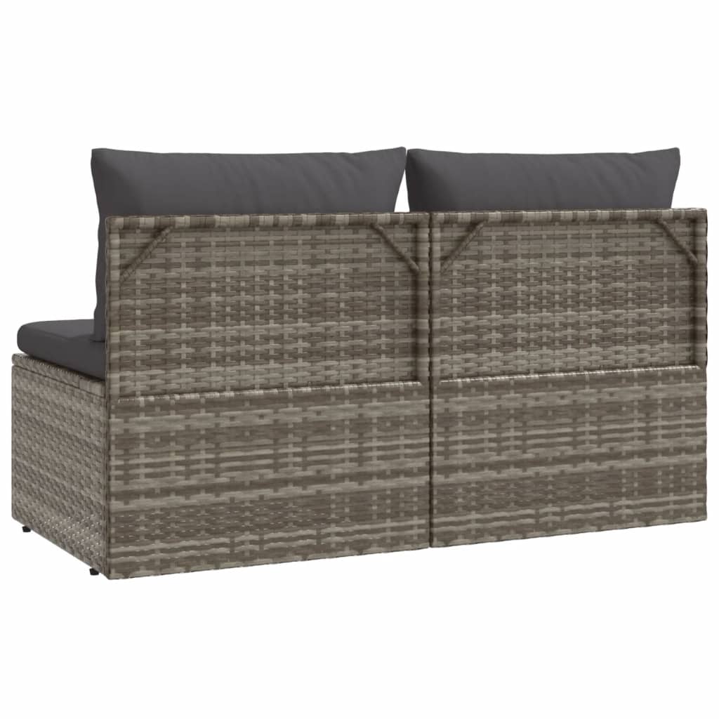 vidaXL Canapé de jardin 2 places avec coussins en résine tressée gris