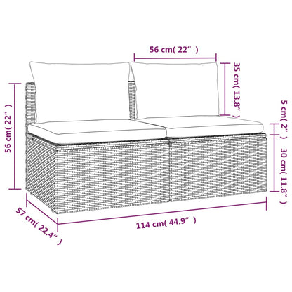 vidaXL Canapé de jardin 2 places avec coussins en résine tressée gris