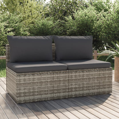 vidaXL Canapé de jardin 2 places avec coussins en résine tressée gris