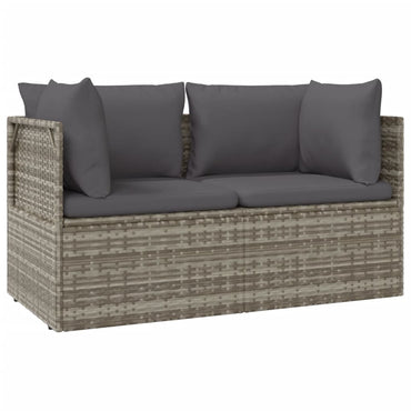 vidaXL Canapé de jardin 2 places avec coussins en résine tressée gris