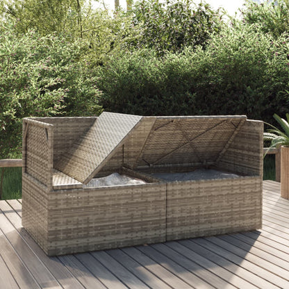 vidaXL Gartensofa 2-Sitzer mit Kissen Grau Poly Rattan