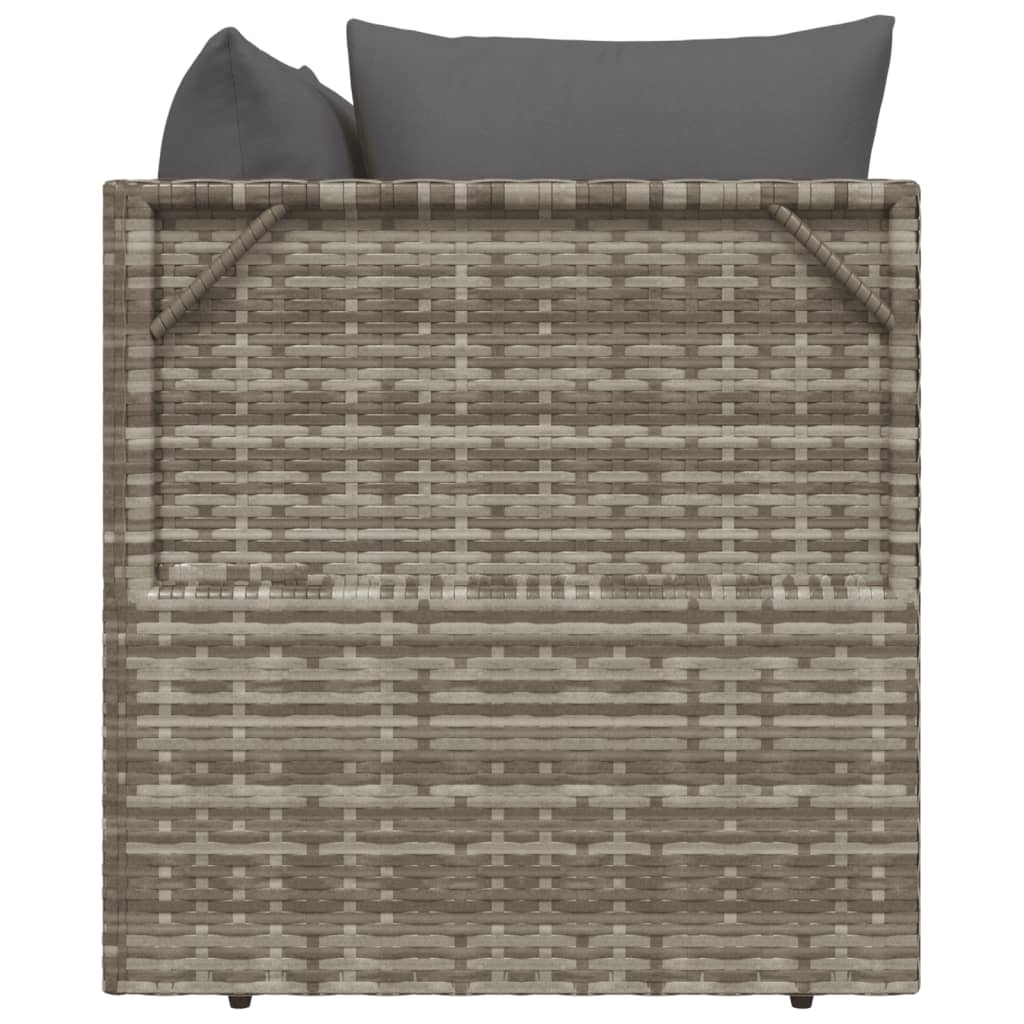 vidaXL Gartensofa 2-Sitzer mit Kissen Grau Poly Rattan