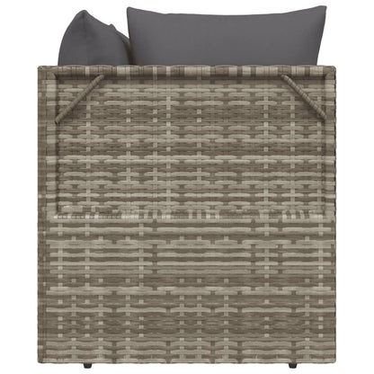 vidaXL Gartensofa 2-Sitzer mit Kissen Grau Poly Rattan