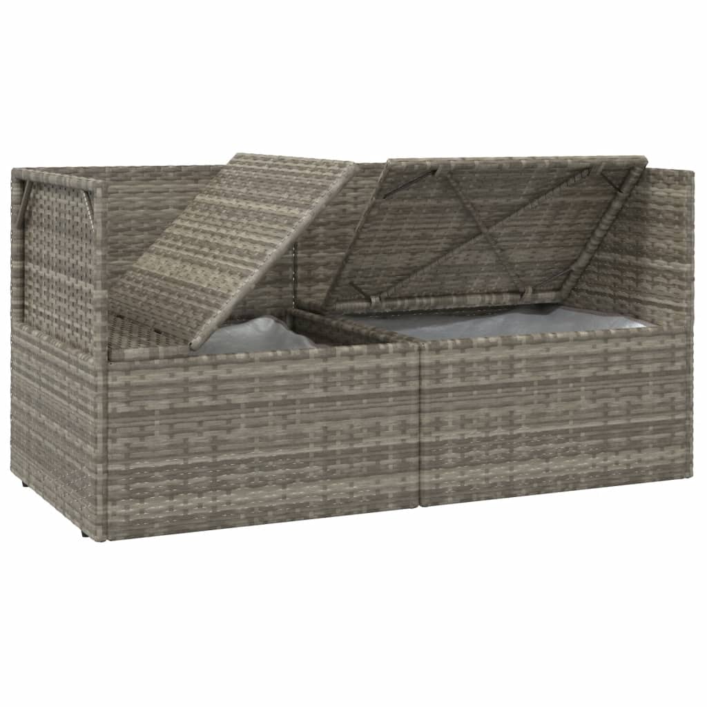 vidaXL Gartensofa 2-Sitzer mit Kissen Grau Poly Rattan