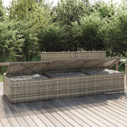 vidaXL Salon de jardin 3 pièces avec coussins Résine tressée Gris