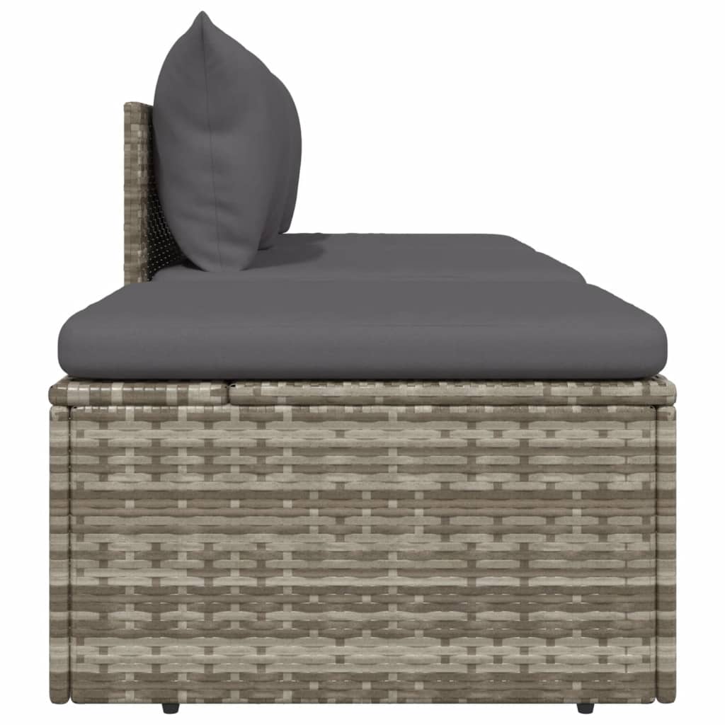 vidaXL Salon de jardin 3 pièces avec coussins Résine tressée Gris