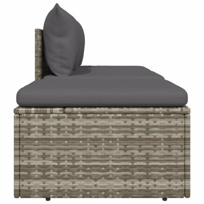 vidaXL Salon de jardin 3 pièces avec coussins Résine tressée Gris