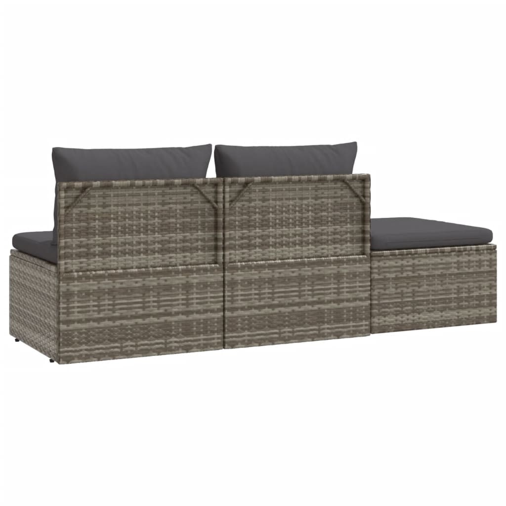 vidaXL Salon de jardin 3 pièces avec coussins Résine tressée Gris