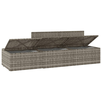 vidaXL Salon de jardin 3 pièces avec coussins Résine tressée Gris