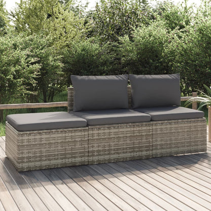 vidaXL Salon de jardin 3 pièces avec coussins Résine tressée Gris