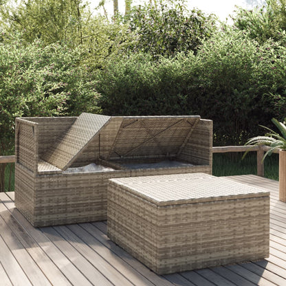 vidaXL Salon de jardin 3 pièces avec coussins Résine tressée Gris