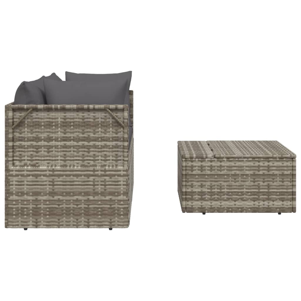 vidaXL Salon de jardin 3 pièces avec coussins Résine tressée Gris