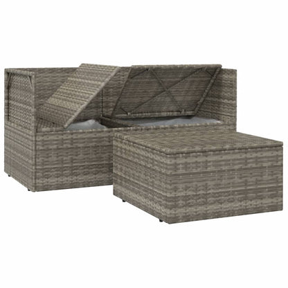 vidaXL Salon de jardin 3 pièces avec coussins Résine tressée Gris