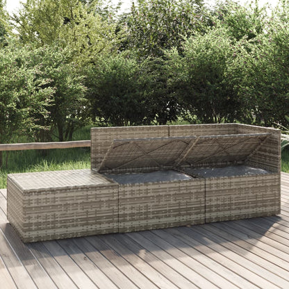 vidaXL 3-tlg. Garten-Lounge-Set mit Kissen Grau Poly Rattan