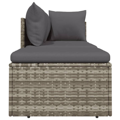 vidaXL 3-tlg. Garten-Lounge-Set mit Kissen Grau Poly Rattan
