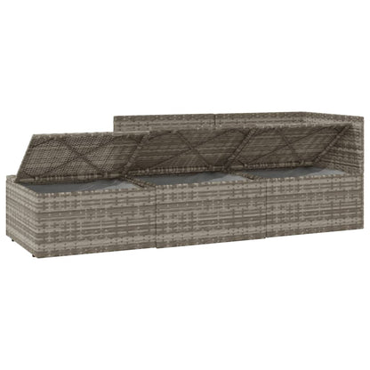vidaXL 3-tlg. Garten-Lounge-Set mit Kissen Grau Poly Rattan