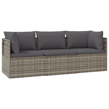 vidaXL Salon de jardin 3 pièces avec coussins Résine tressée Gris
