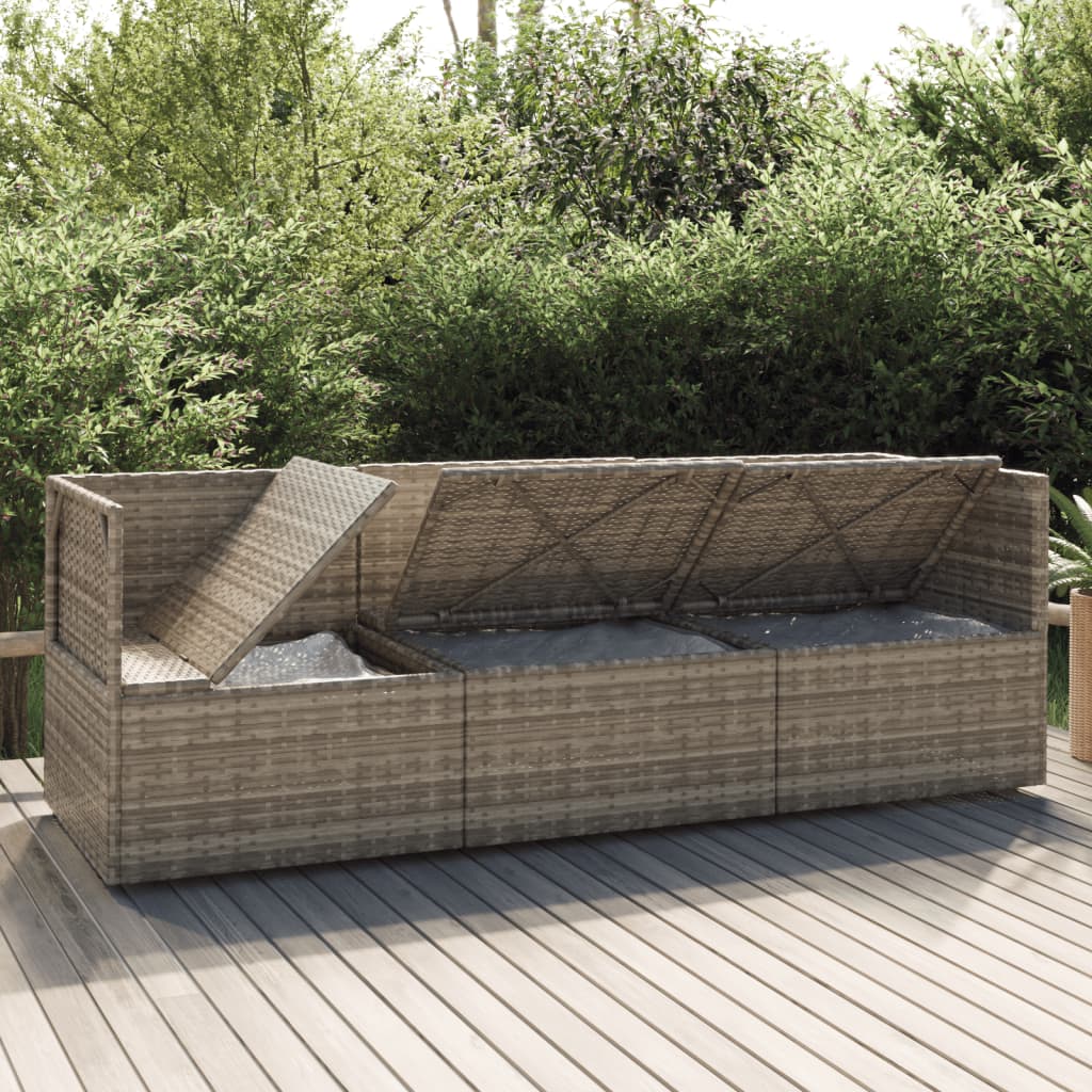 vidaXL Salon de jardin 3 pièces avec coussins Résine tressée Gris