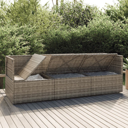 vidaXL Salon de jardin 3 pièces avec coussins Résine tressée Gris