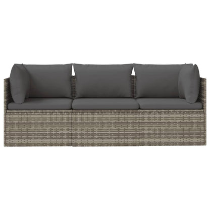 vidaXL Salon de jardin 3 pièces avec coussins Résine tressée Gris