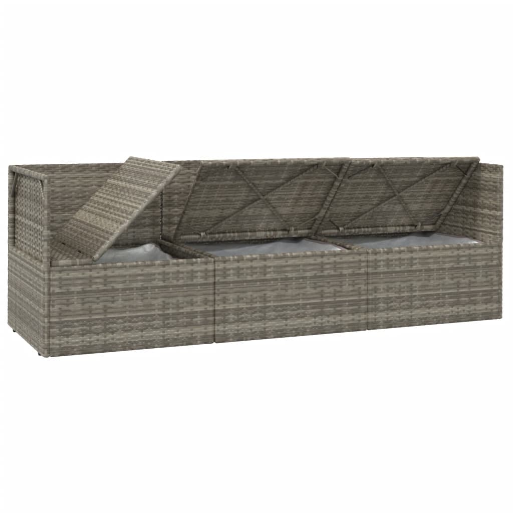 vidaXL Salon de jardin 3 pièces avec coussins Résine tressée Gris