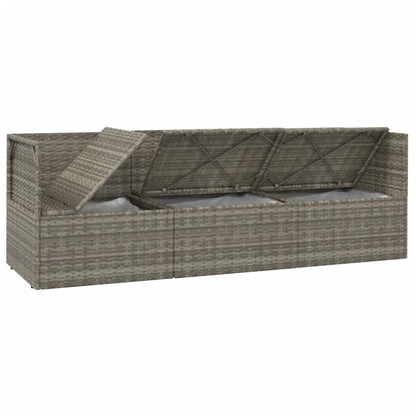 vidaXL Salon de jardin 3 pièces avec coussins Résine tressée Gris