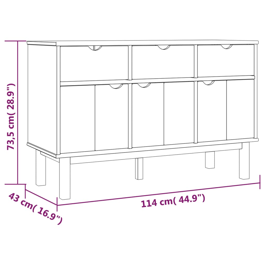 vidaXL Buffet OTTA 114x43x73,5 cm Bois de pin massif