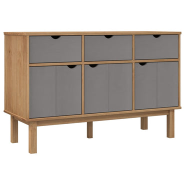 vidaXL Bahut OTTA Marron et Gris 114x43x73,5 cm Bois de pin massif