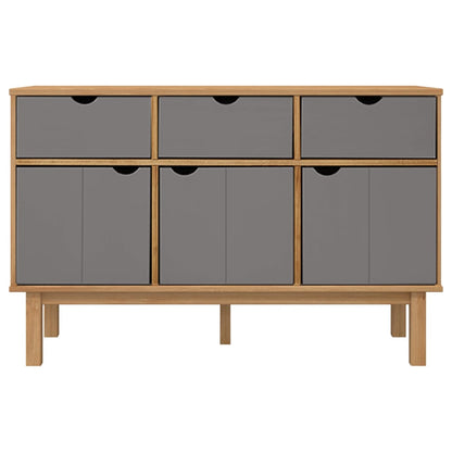 vidaXL Bahut OTTA Marron et Gris 114x43x73,5 cm Bois de pin massif