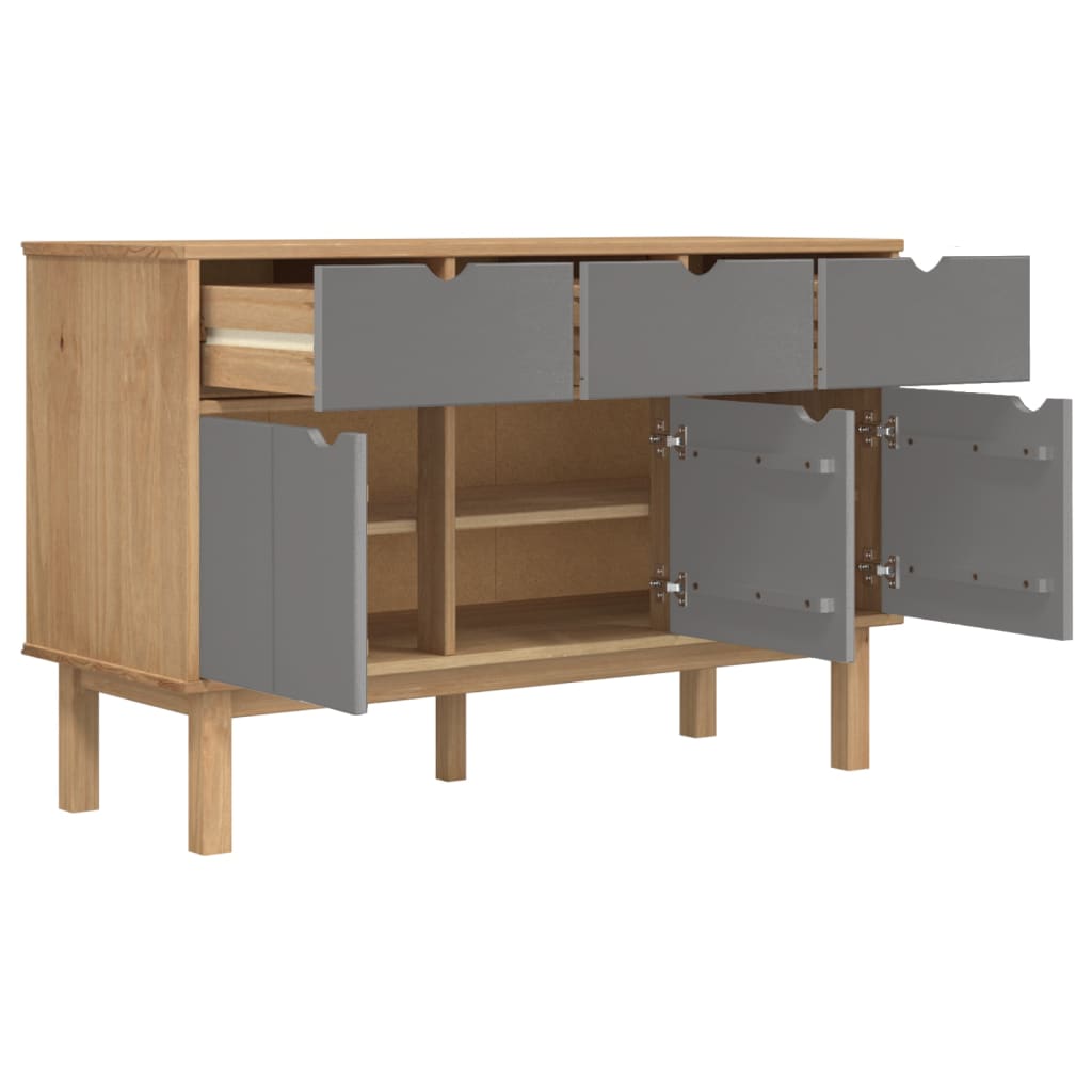 vidaXL Bahut OTTA Marron et Gris 114x43x73,5 cm Bois de pin massif
