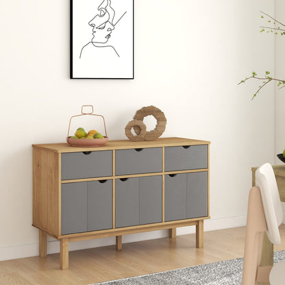 vidaXL Bahut OTTA Marron et Gris 114x43x73,5 cm Bois de pin massif